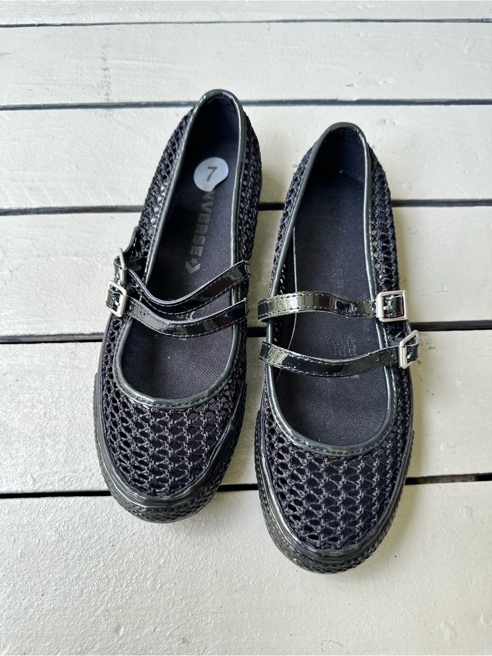 Converse Dainty Mary Jane Breezy Knit Flats Shoes | Black NWOT ~7